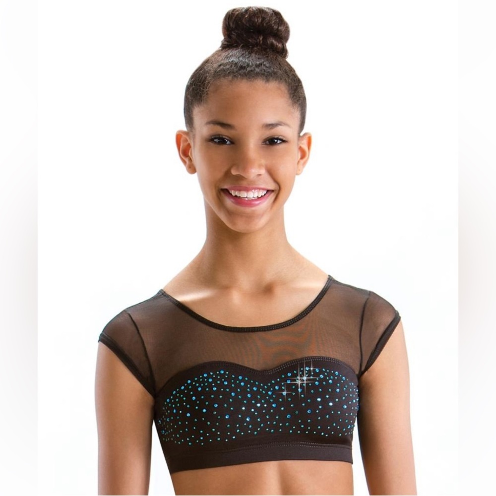 Crop top woman’s mesh and rhinestone size S